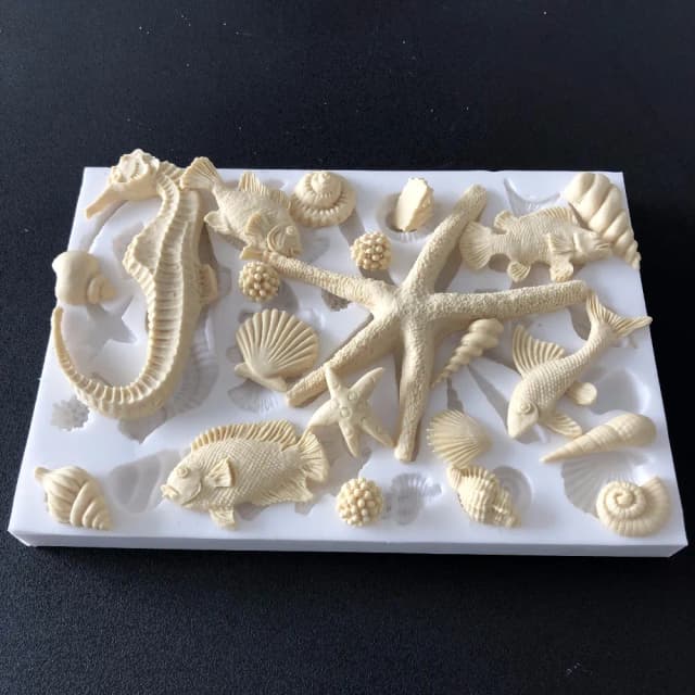 ECT 1701 Extra large seashell fish seahorse mold