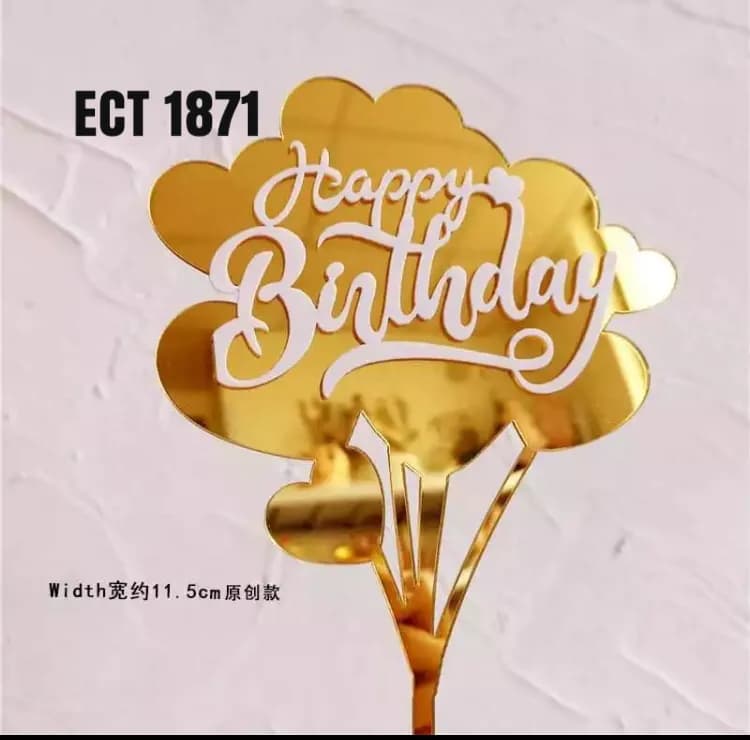 ECT 1871 Gold and White star acrylic HBD topper image 1