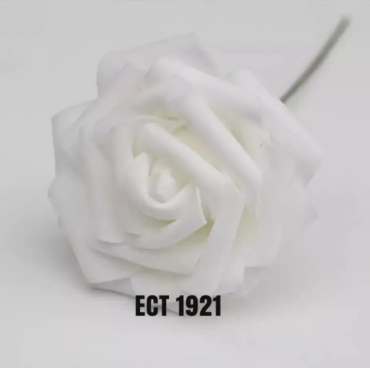ECT 1921 1pcs Brilliant White Foam Flower 8cm image 1