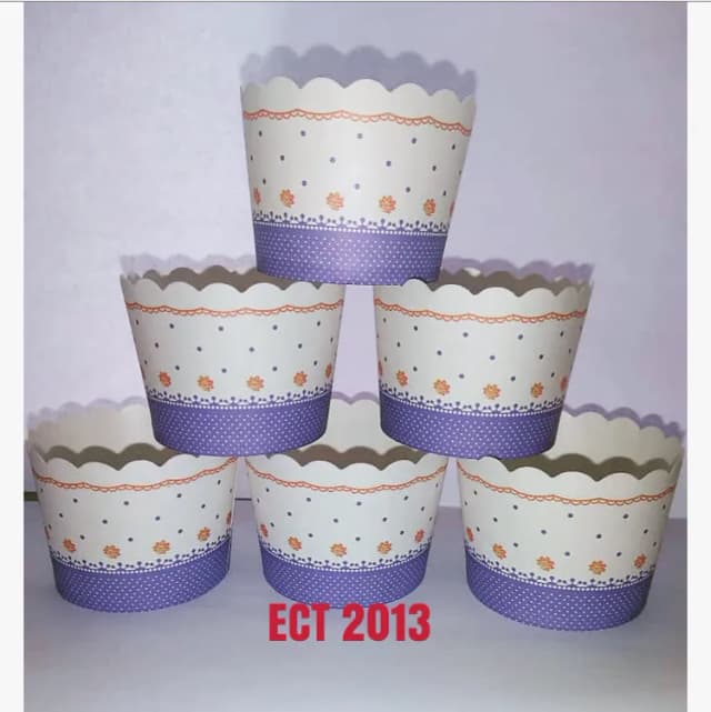 ECT 2013 Purple with flower cupcake cups 50pcs (small)