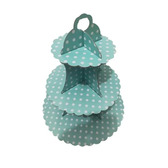 ECT 2138 White and Blue Polka Dot Cupcake Stand