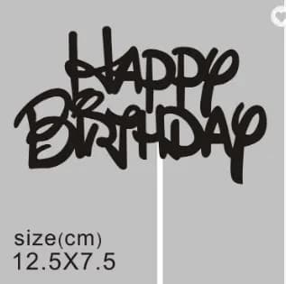 ECT 3212 BLACK 1PCS Glitter paper happy birthday topper image 1